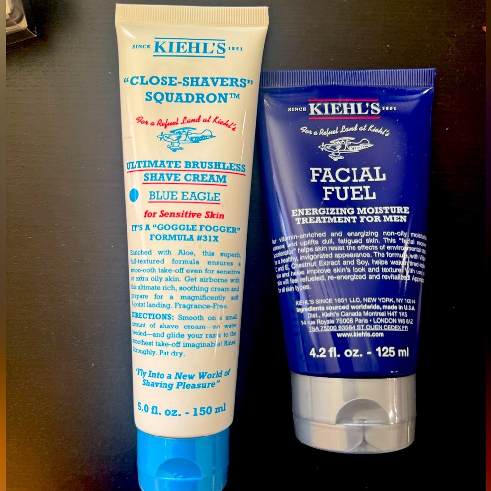 Kiehl's Blue and White Shave Cream and Facial Fuel Set